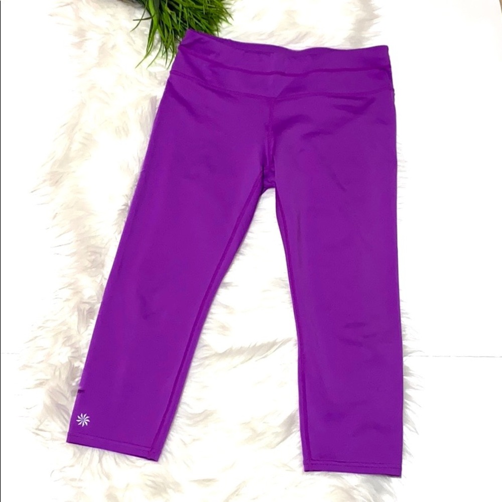 ATHLETA Purple Pocket Zip Capri Yoga Crop Pants